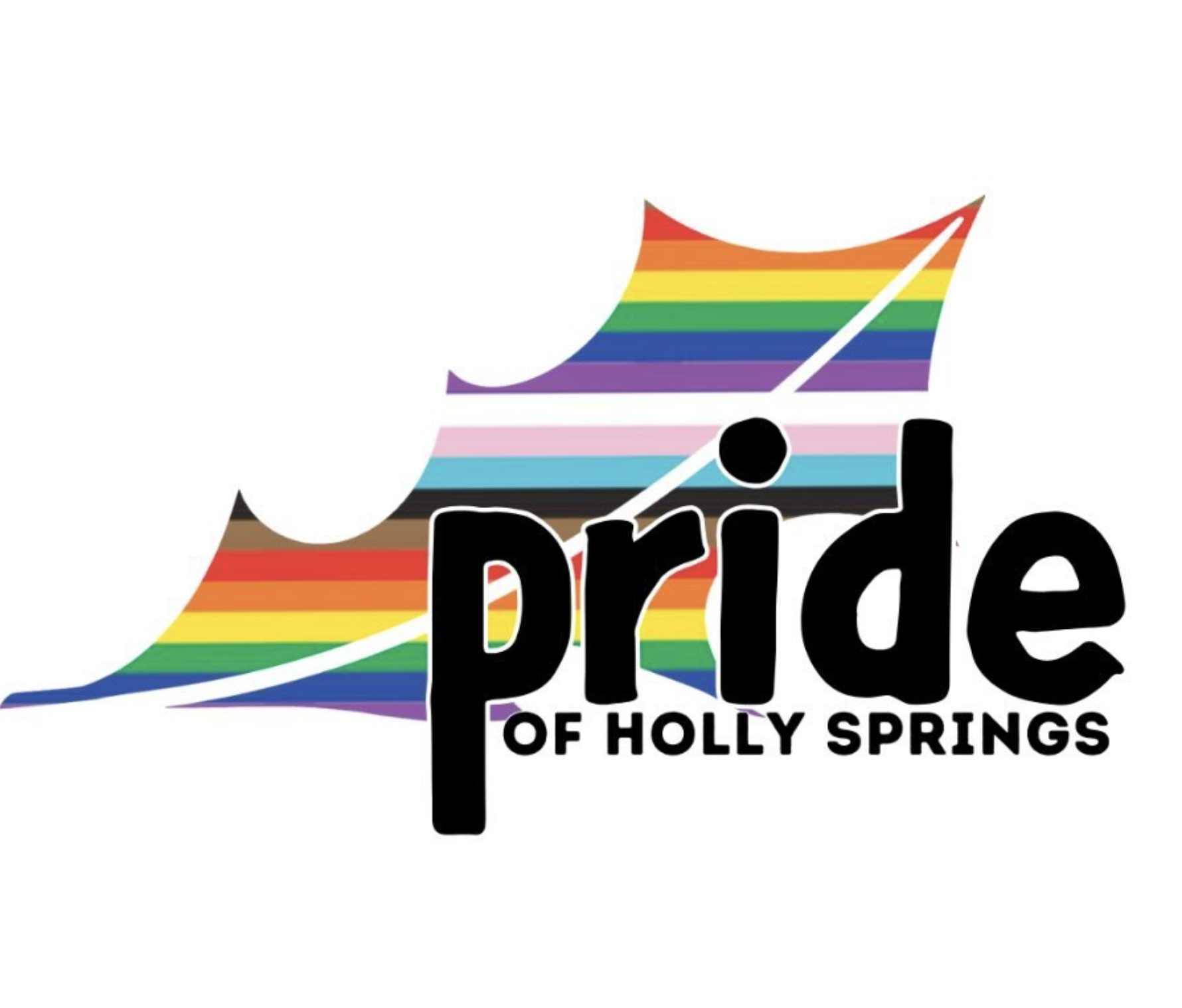 Pride of Holly Springs logo, a rainbow-colored holly leaf